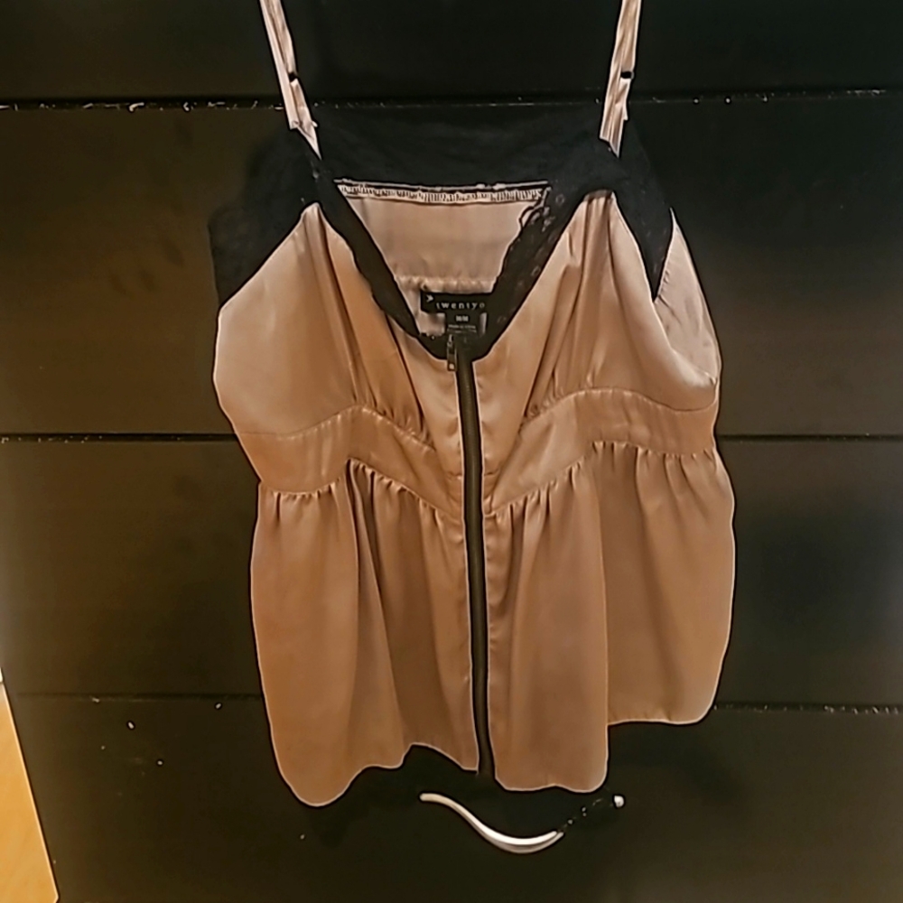 Silk blouse with black lace
